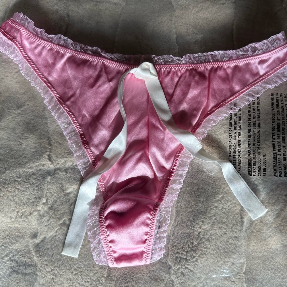 Elegant Pink Satin Lace Panty